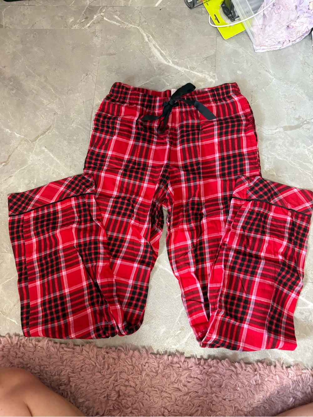 Victoria's Secret Red and Black Plaid Pajama Pants